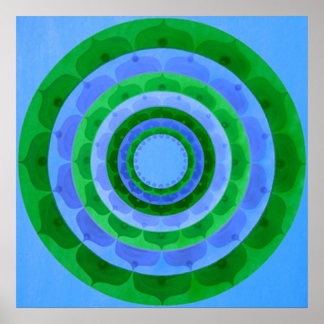 Poster Mandala bleu vert (Devant)