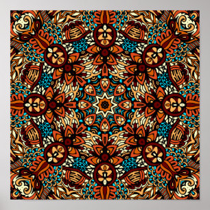 Poster Mandala bohémien festif