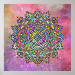 Poster Mandala coloré chic de style indien 1 