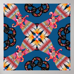 Poster Mandala coloré sur un arrière - plan jaune. Invita