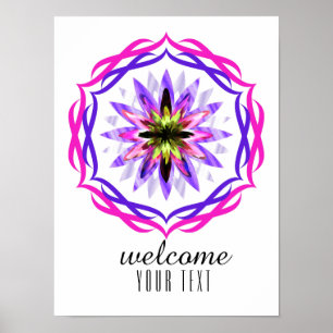 Poster Mandala Damask Bienvenue Lotus Flower Art élégant