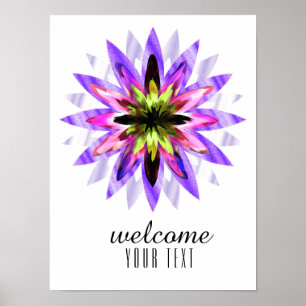 Poster Mandala Damask Bienvenue Lotus Flower Art élégant