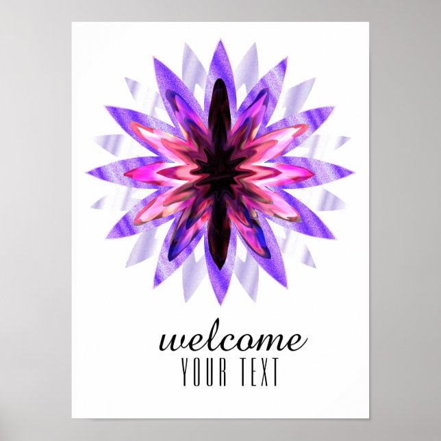Poster Mandala Damask Bienvenue Lotus Flower Art élégant (Devant)