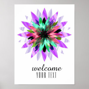 Poster Mandala Damask Bienvenue Lotus Flower Art élégant