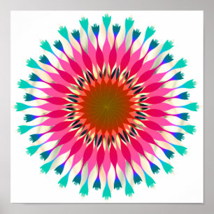 Poster Mandala Damask Lotus Flower Art élégant