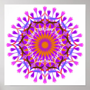 Poster Mandala Damask Lotus Flower Art élégant