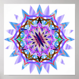 Poster Mandala Damask Lotus Flower Art élégant