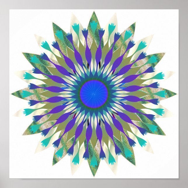 Poster Mandala Damask Lotus Flower Art élégant (Devant)