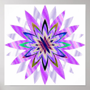 Poster Mandala Damask Lotus Flower Art élégant