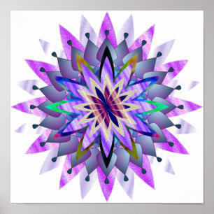 Poster Mandala Damask Lotus Flower Art élégant