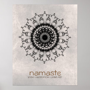 Poster Mandala Damask Namaste Méditation Yoga