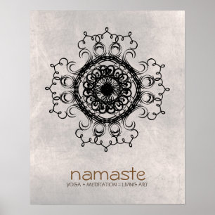 Poster Mandala Damask Namaste Méditation Yoga