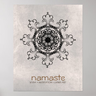 Poster Mandala Damask Namaste Méditation Yoga