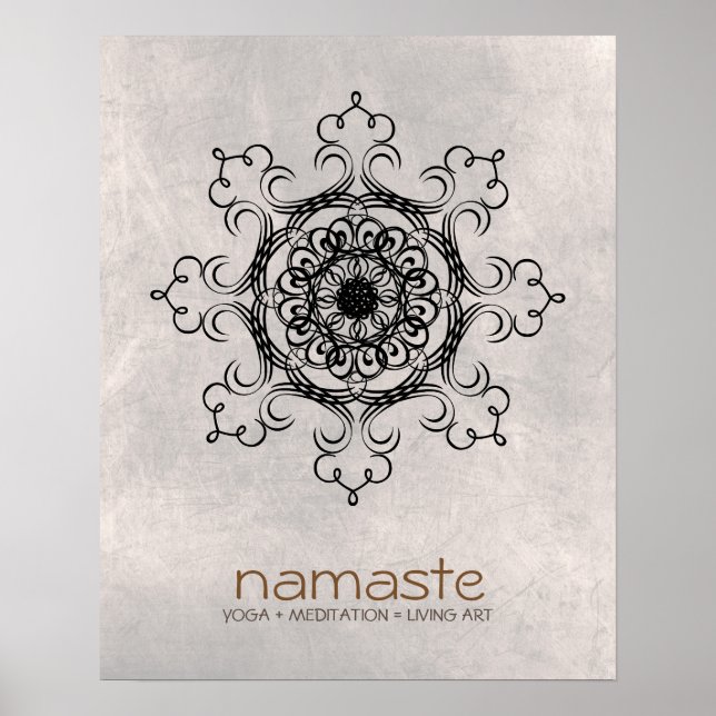 Poster Mandala Damask Namaste Méditation Yoga (Devant)