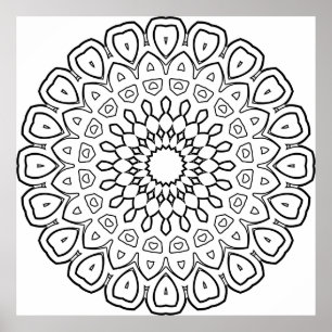 Poster Mandala de bande à pétale géométrique avec symétri