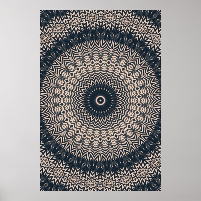 Poster Mandala de la Chouette noire et blanche (Devant)