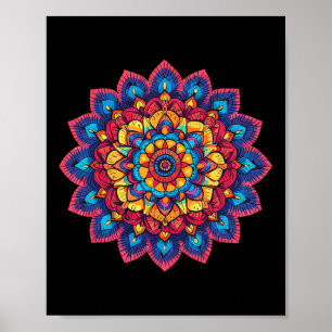 Poster Mandala de Lotus Coloré pour la Méditation 