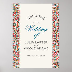 Poster Mandala de mariage géométrique en treillis marocai
