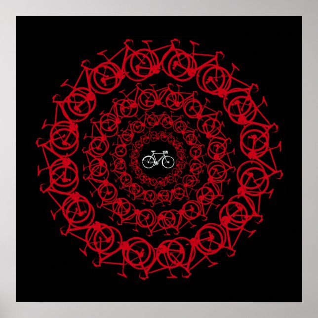 Poster mandala des vélos rouges (Devant)