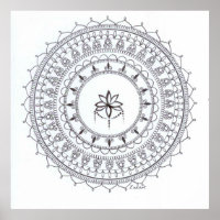 Poster Mandala Dessiné À La Main Pour Colorer Dans