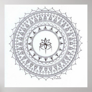 Poster Mandala Dessiné À La Main Pour Colorer Dans