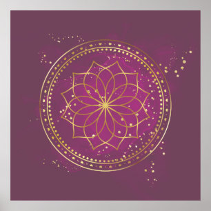 Poster Mandala d'or sur la prune   Elégante Géométrie Sac