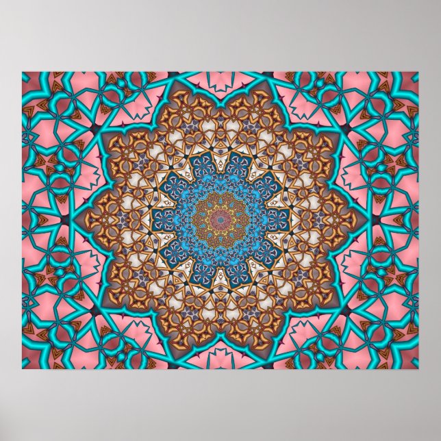 Poster Mandala du soleil floral (Devant)