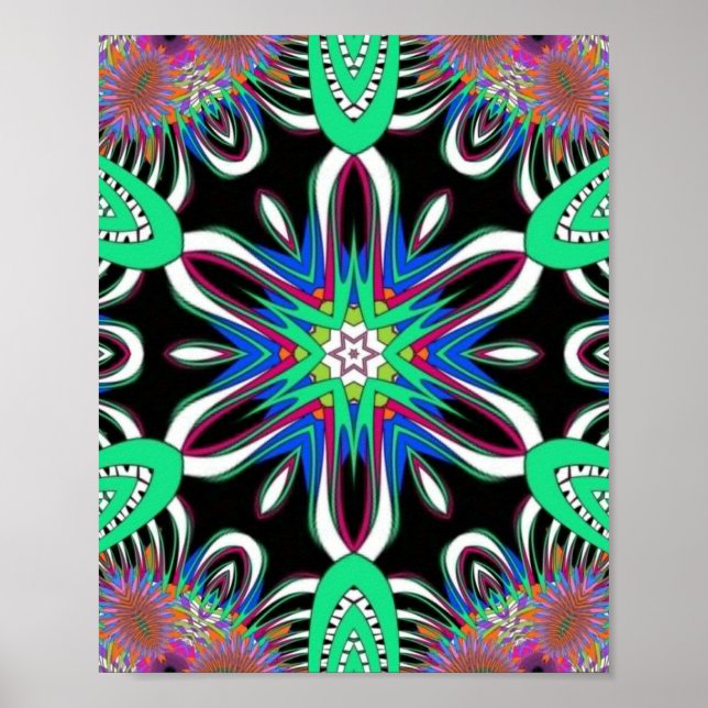 Poster Mandala Electric Bloom (Devant)