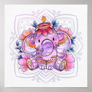 Poster Mandala Elephant/Ganesh