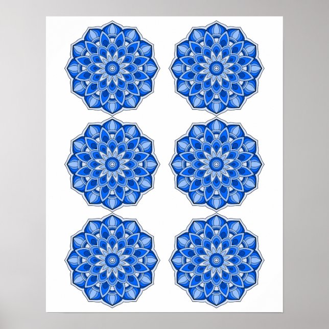 Poster Mandala en bleu (Devant)