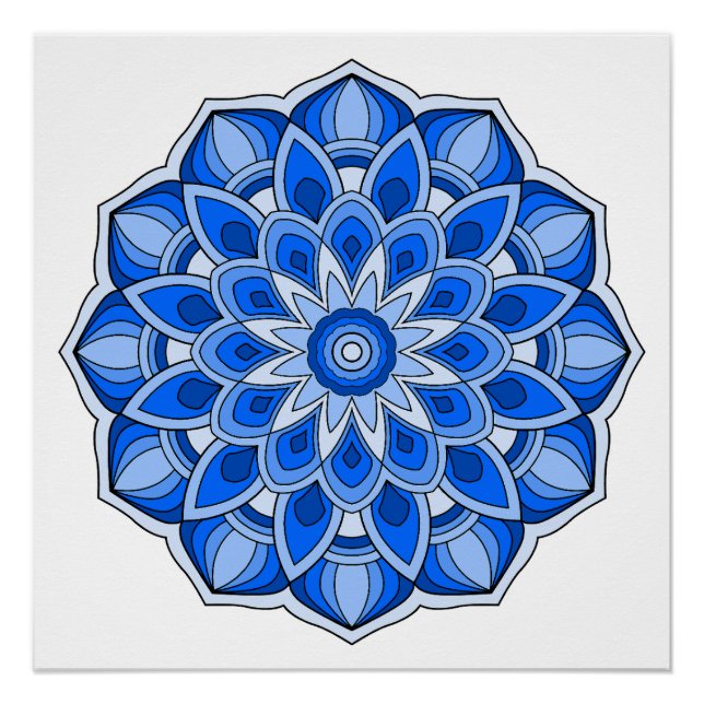 Poster Mandala en bleu (Devant)