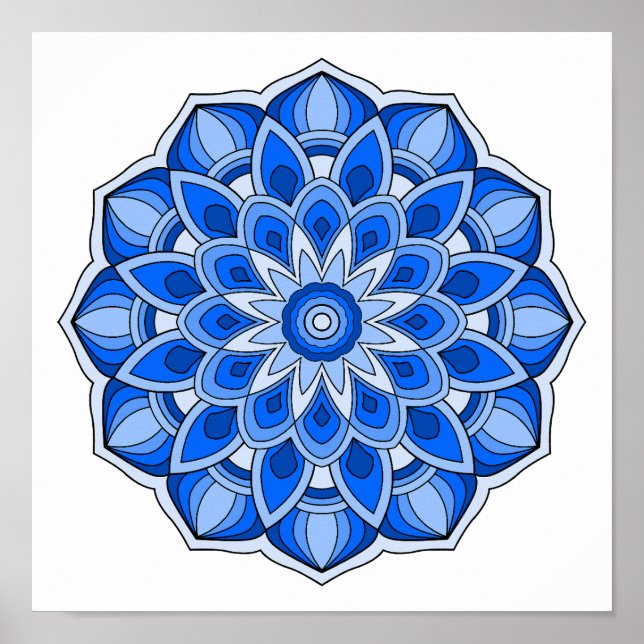 Poster Mandala en bleu (Devant)