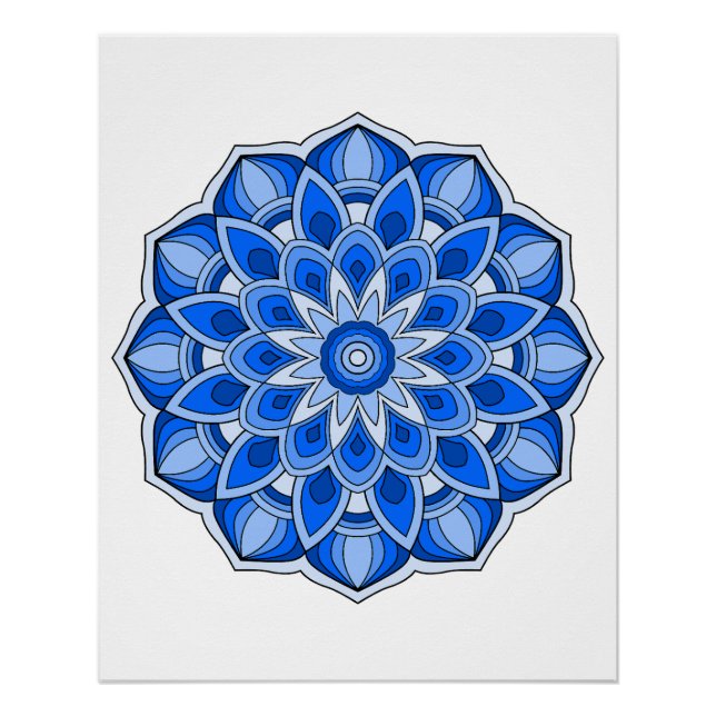 Poster Mandala en bleu (Devant)