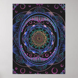 Poster Mandala en fleur galactique