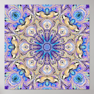 Poster Mandala en violet, bleu et or