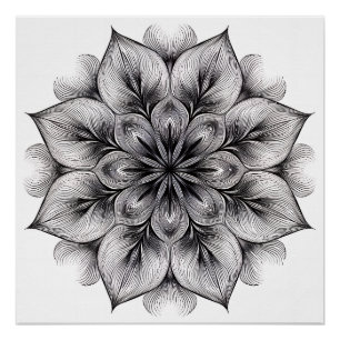 Poster Mandala Fleurie en Couches