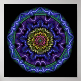 Poster Mandala Kaléidoscope Violet Cosmique