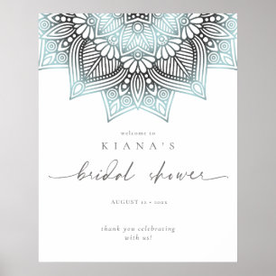 Poster Mandala Lace Bridal Shower Bienvenue Lt. Bleu ID96