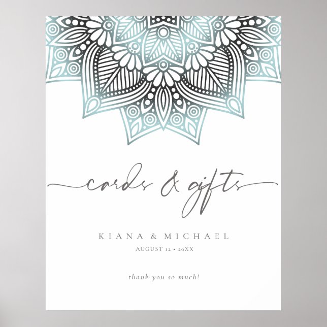 Poster Mandala Lace Cartes et Cadeaux Lt. Blue ID968 (Devant)