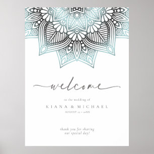 Poster Mandala Lace Mariage Bienvenue Lt. Bleu ID968 