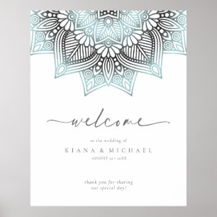 Poster Mandala Lace Mariage Bienvenue Lt. Blue ID968