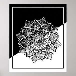 Poster Mandala moderne géométrique noir & blanc