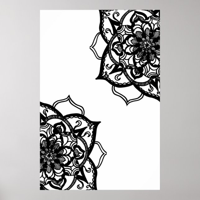 Poster Mandala noir et blanc (Devant)