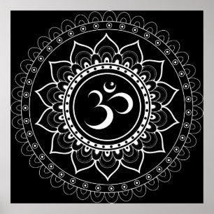 Poster Mandala Om Noir