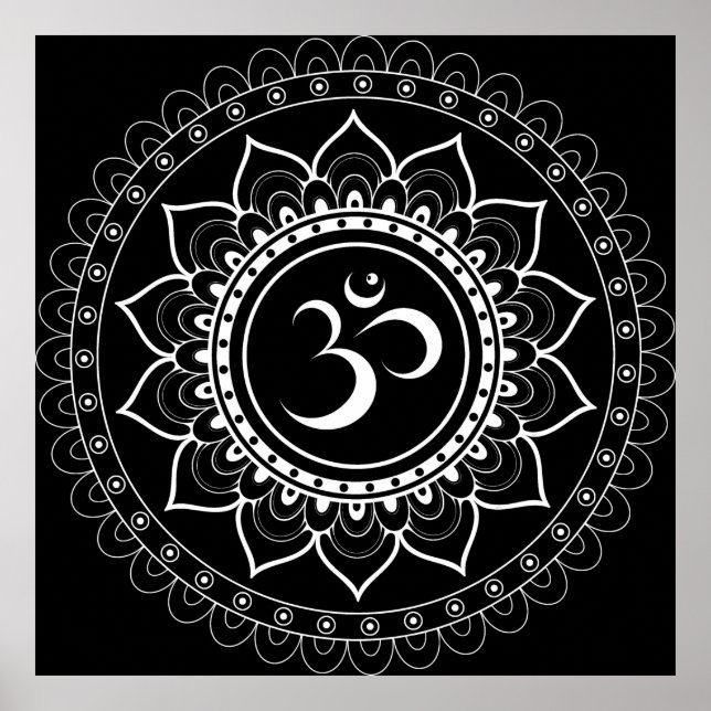 Poster Mandala Om Noir (Devant)