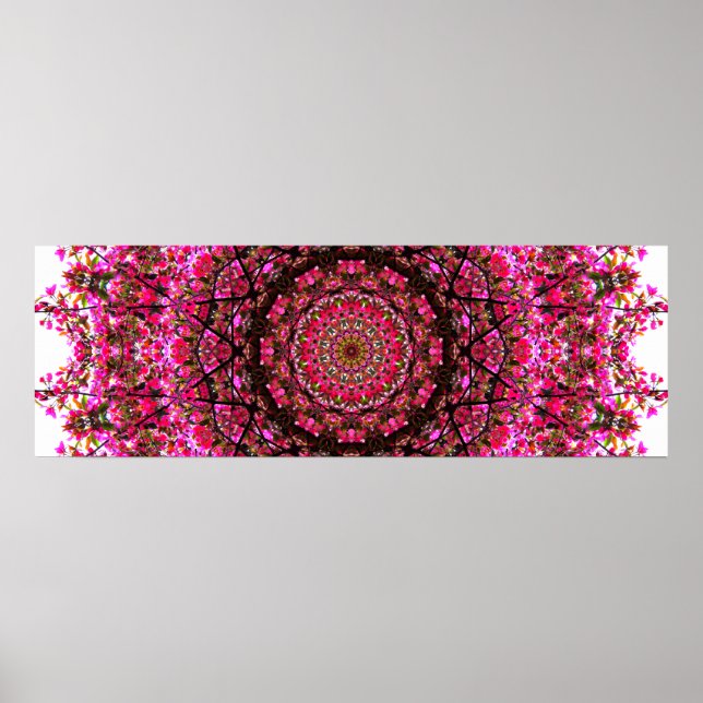 Poster Mandala Panoramique rose (Devant)