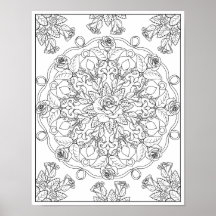 Mandala Roses pour coloriage adulte