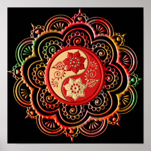 Poster Mandala rouge et or