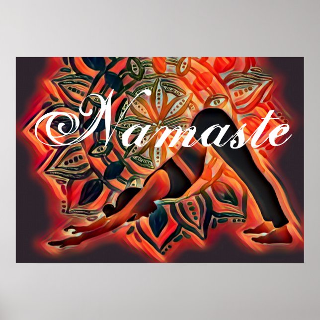Poster Mandala Rouge, Noir, Méditation Brown de Yoga Nama (Devant)