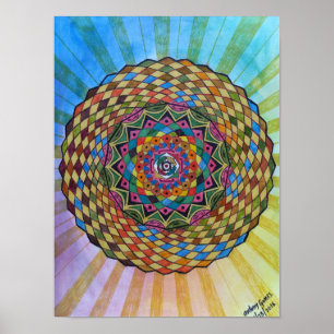 Poster Mandala sacré coloré de la géométrie - aquarelle